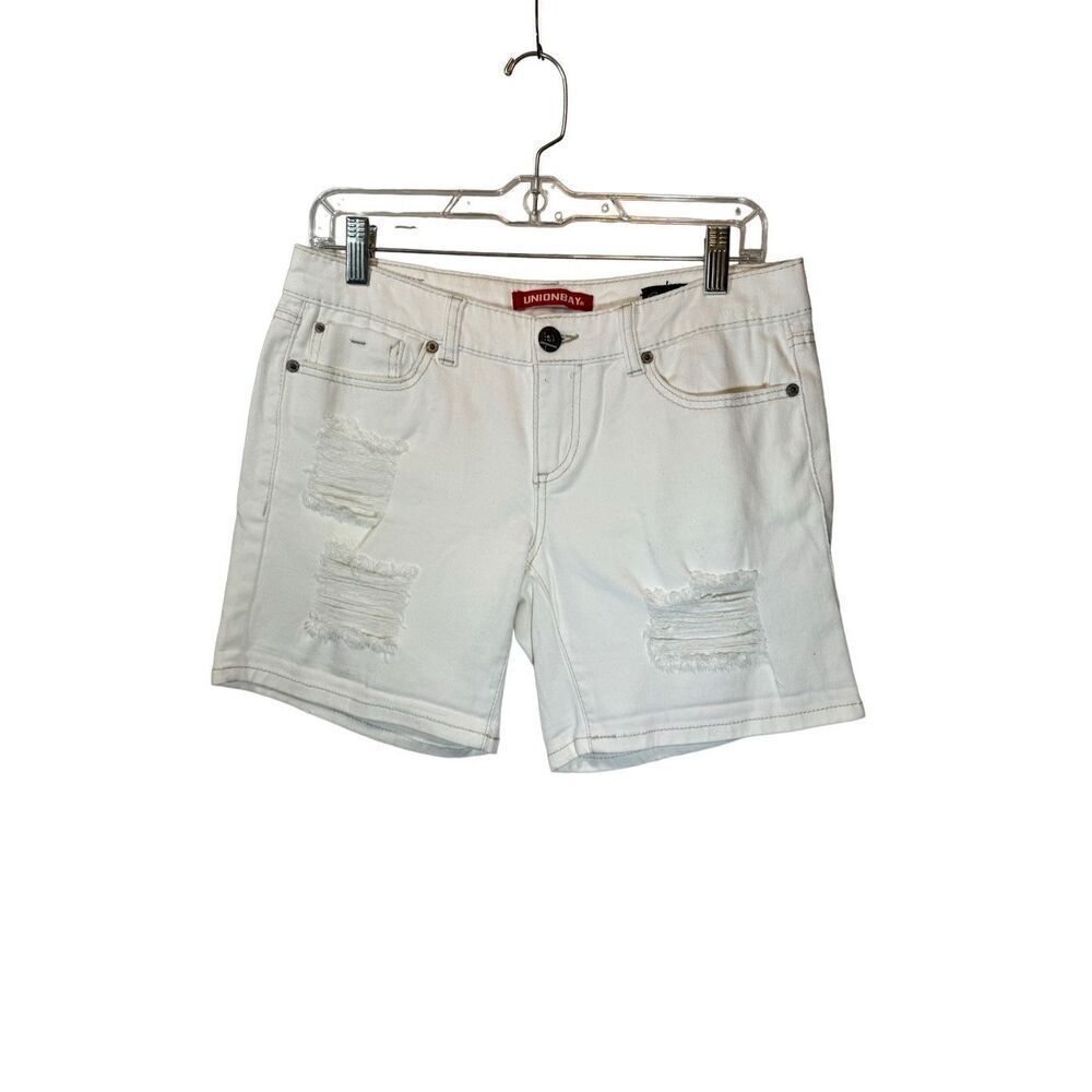 Unionbay white denim “boy fit” shorts